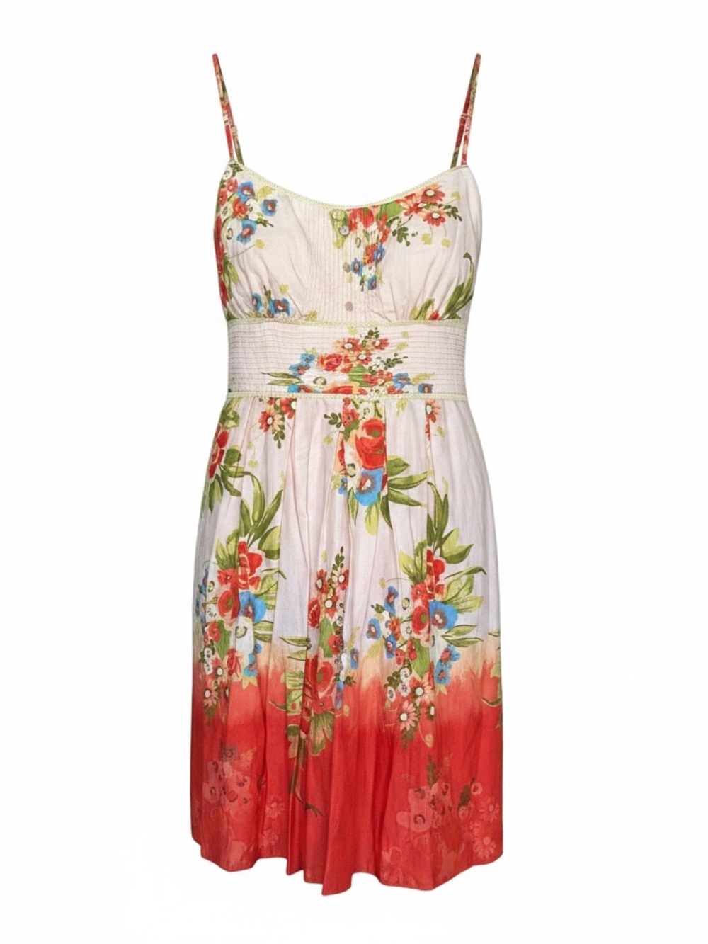 Xtraordinary Pink to Red Ombre Floral Spaghetti-Strap Mini Dress